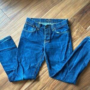 Authentic Nudie Jeans Organic Denim.  Excellent condition, blue denim jeans.